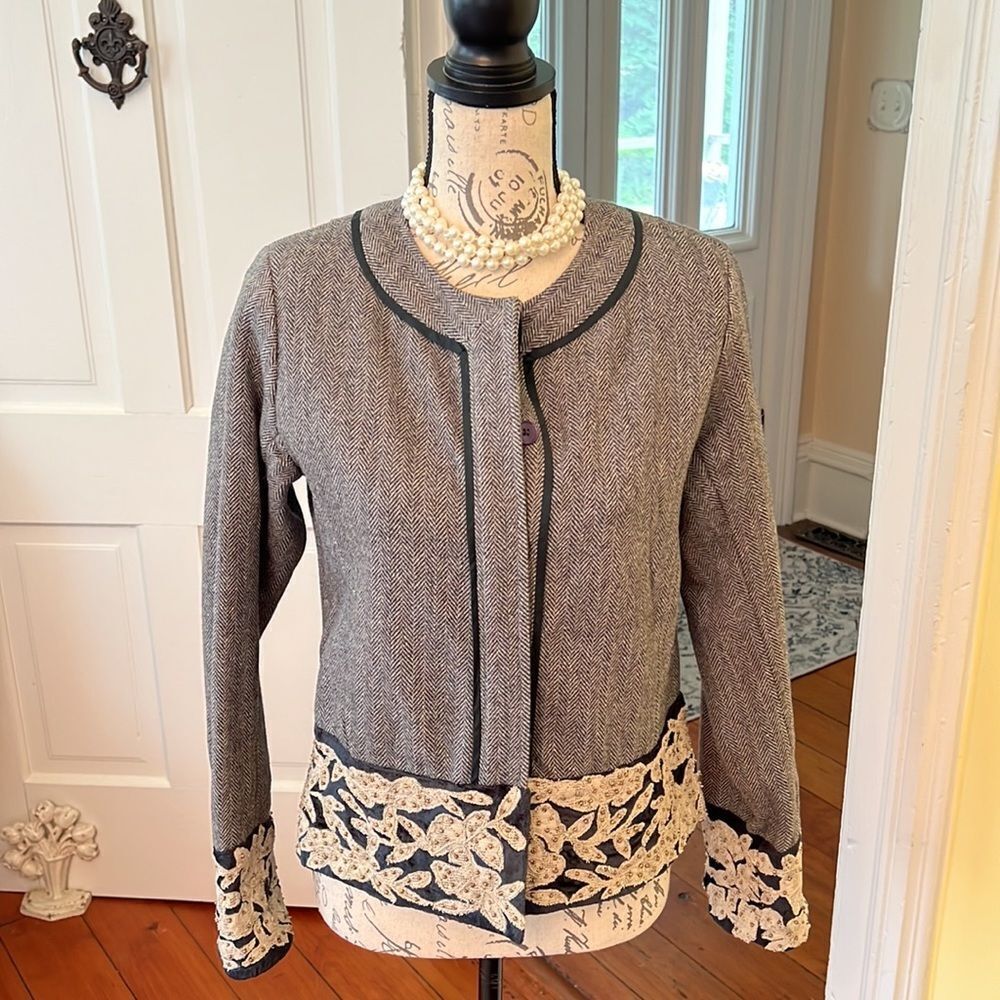 Sundance Sz 4 Beaded *Velvet* Wool Opera Blazer Jacket EUC